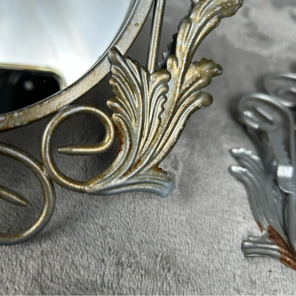 VTG Home Interiors Mirrors Hollywood Silver Regency Fleur De Lis‎ Acanthus Leaf